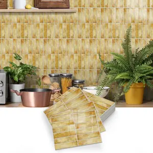 10/20pcs Warm Yellow Stick Decals - Removable Stickers,Self-Adhesive Waterproof Wall Stickers For Kitchen Backsplash,Home Decoration,DIY Wall Stickers, Stain-Resistant & Easy Clean