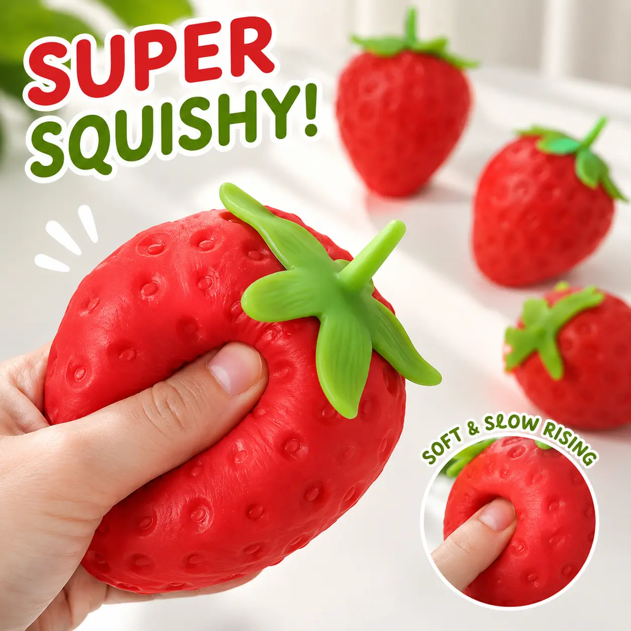 Strawberry & Cheese  Toy, Soft Slow-Rising Squeeze Fidget Toy, Cute Desk Toy for Stress Relief & Fun Valentine Squishy Toy Card BearHalloween, Christmas gifts