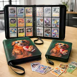 4 Pocket Dog Trading Card Binder - Top Loader Card Binder for 440 Pocket, Portable Waterproof Card Storage Book with 55 Removable Double-Sided Sleeves, Collector Card Album for MTG, TCG, Game Cards