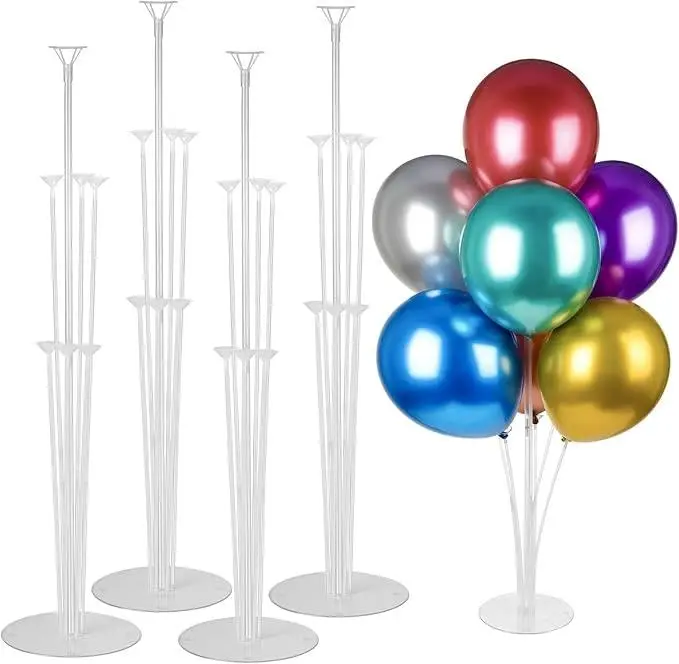 4 Pcs Balloon Stand Kits with Sticks & Base, Graduation Balloon Arch Supplies, Festive Party Table Decor Accessories for Birthday & Graduation Events, Graduation Balloons, Balloon Decor
