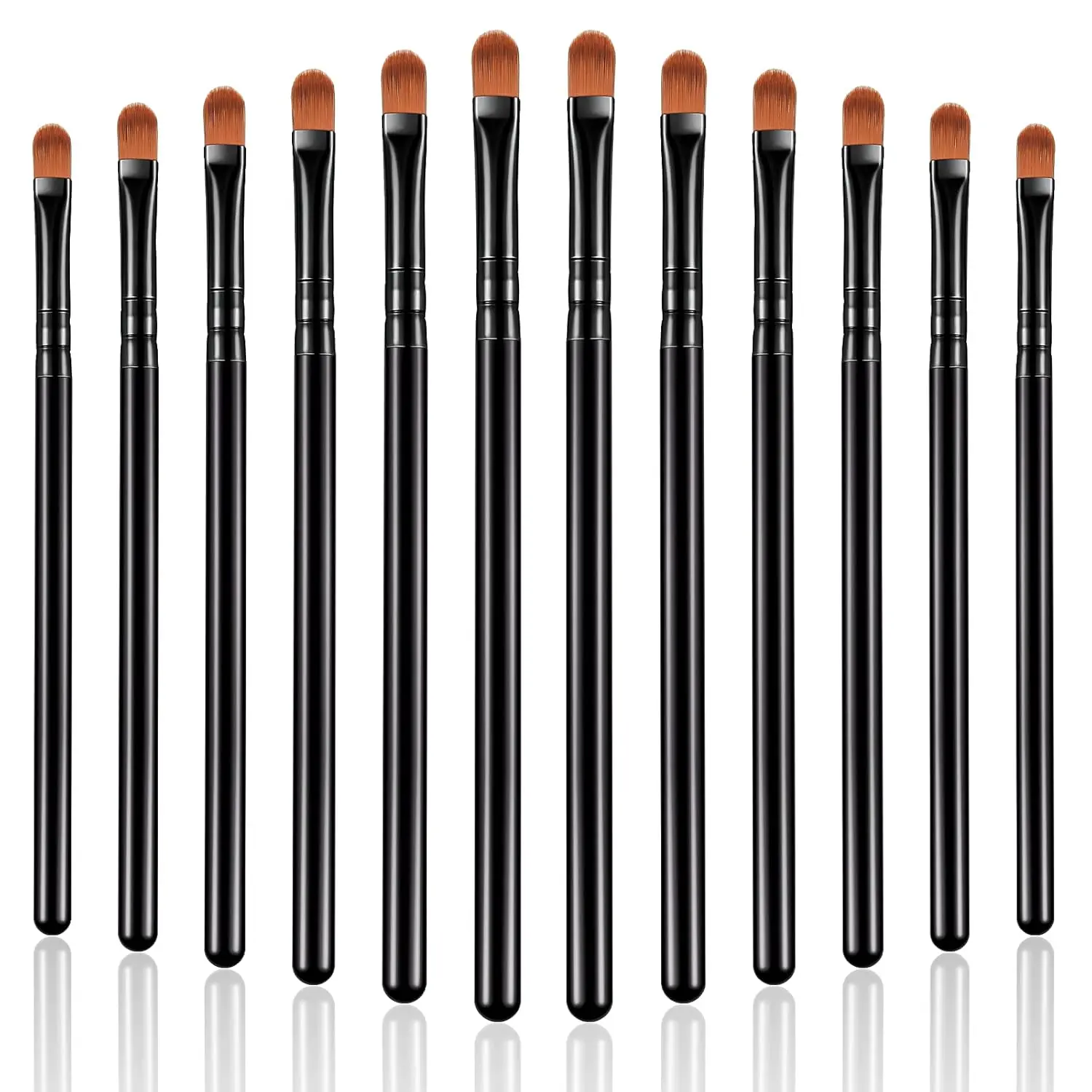 12 Pieces Small Concealer Brush Flat Lip Concealer Brush Under Eye Synthetic Fiber Makeup Eyebrow Outline Foundation for Concealing Blending Setting Buffing Makeup(Black)