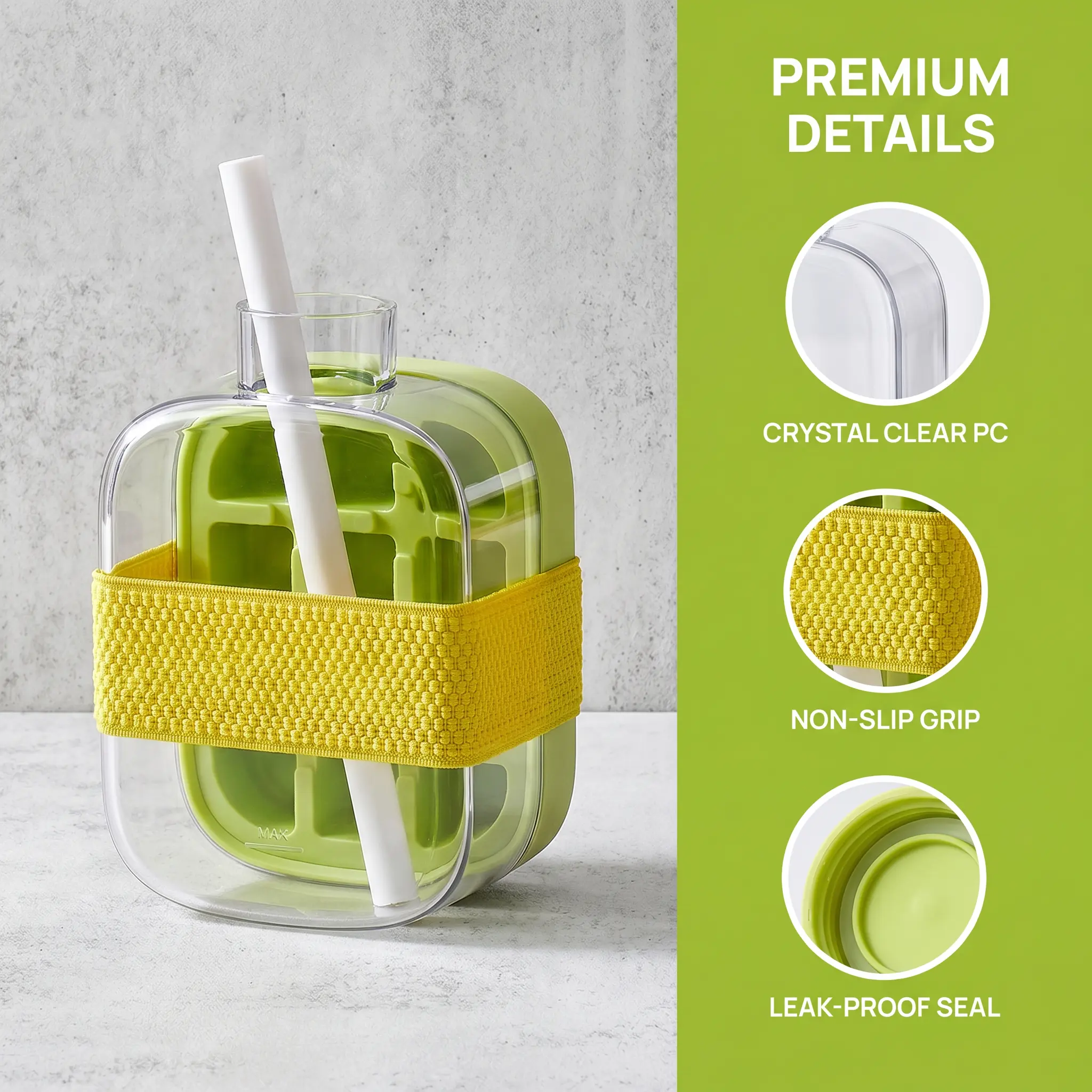 2 In 1 Ice Cube Mold Water Bottle With Strap & Straw, Portable Cold Drink Cup, 2 Sizes For Outdoor Travel