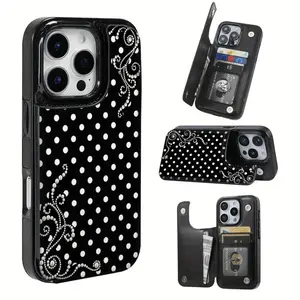 Customized TPU Smartphone Case with Pearl Polka Dot Design, Card Slot and Protective Functionality, Mobile Phone Accessories for iPhone 17/16/15/14/13/12
