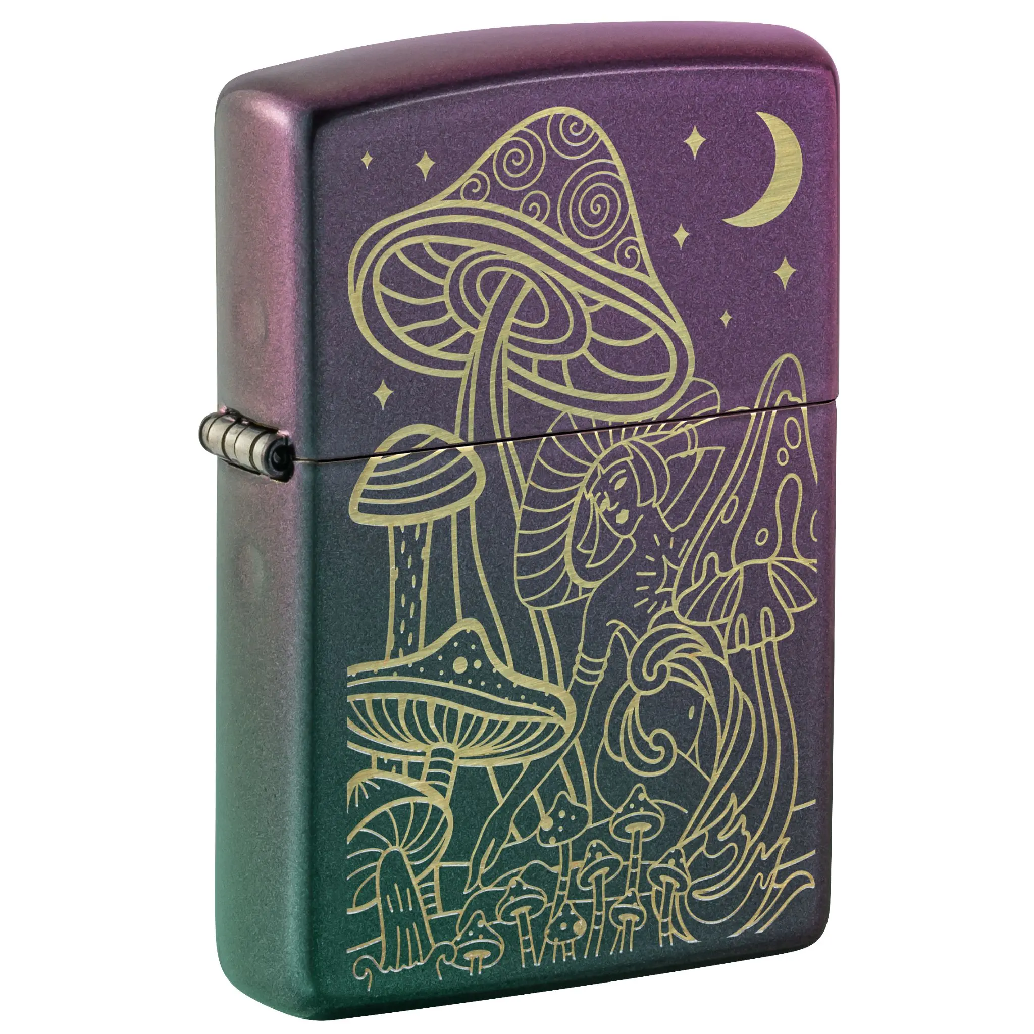 Zippo Laser Mushrooms Design Iridescent Pocket Lighter - Made in USA