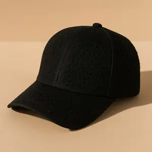Ebony Crystal Hat in Black with Textured Design and Classic Fit