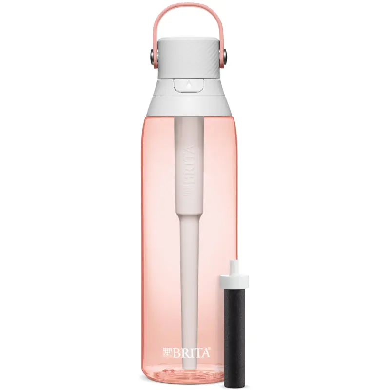 Brita Premium Filtering Water Bottle - Hard Sided Plastic, 26oz-Blush