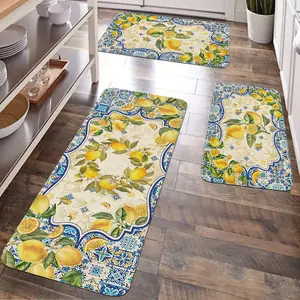 JIT 1/2/3 pcs of fringed Bohemian and lemon patchwork carpet, suitable for various decoration purposes. Kitchen runner Home Decorative Rug set, fringed washable bedside soft carpet, suitable for use in kitchens, bedrooms, etc.