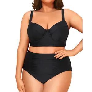 Tempt Me Women Plus Size Underwire Bikini - Two Piece High Waisted Swimsuits Bathing Suit Swimwear
