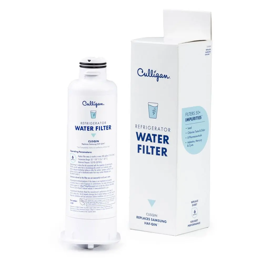 Culligan CUSQIN Replacement Samsung (HAF-QIN) Refrigerator Water Filter: Filters Odors Lead Chlorine VOCs Microplastics