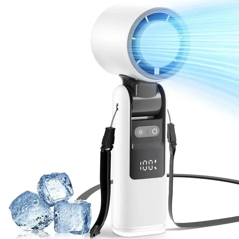Portable Handheld Turbo Fan, 5 Gear High Speeds Foldable Fans, LED Display, Powerful Turbo Cooling Airflow, Strong Airflow Fan, for Outdoor Activities, Travel, Working, USB Handheld Fan, USB Charging Fan, USB Rechargeable Fan