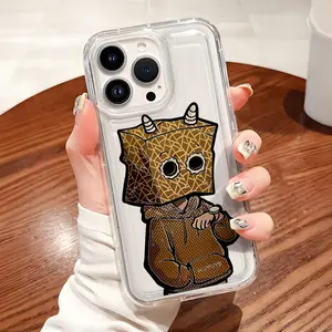 Masked Men Pattern Soft TPU Flexible Full-Body Airbag Shockproof Protection Phone Case , Clear Cover For iPhone 16 15 14 13 12 11 Pro Max Plus XSMAX