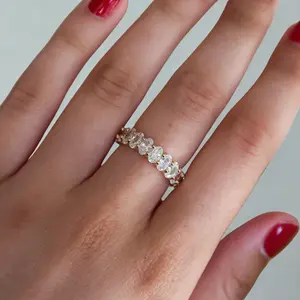 Adjustable Oval Eternity Band – 18K Gold Plated CZ Ring | Stackable Everyday Sparkle