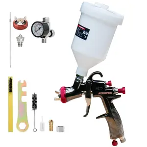 AeroPro R500 LVLP Air Spray Gun: 1.3/1.5mm Nozzles & Air Regulator for Automotive, Car & Furniture Painting