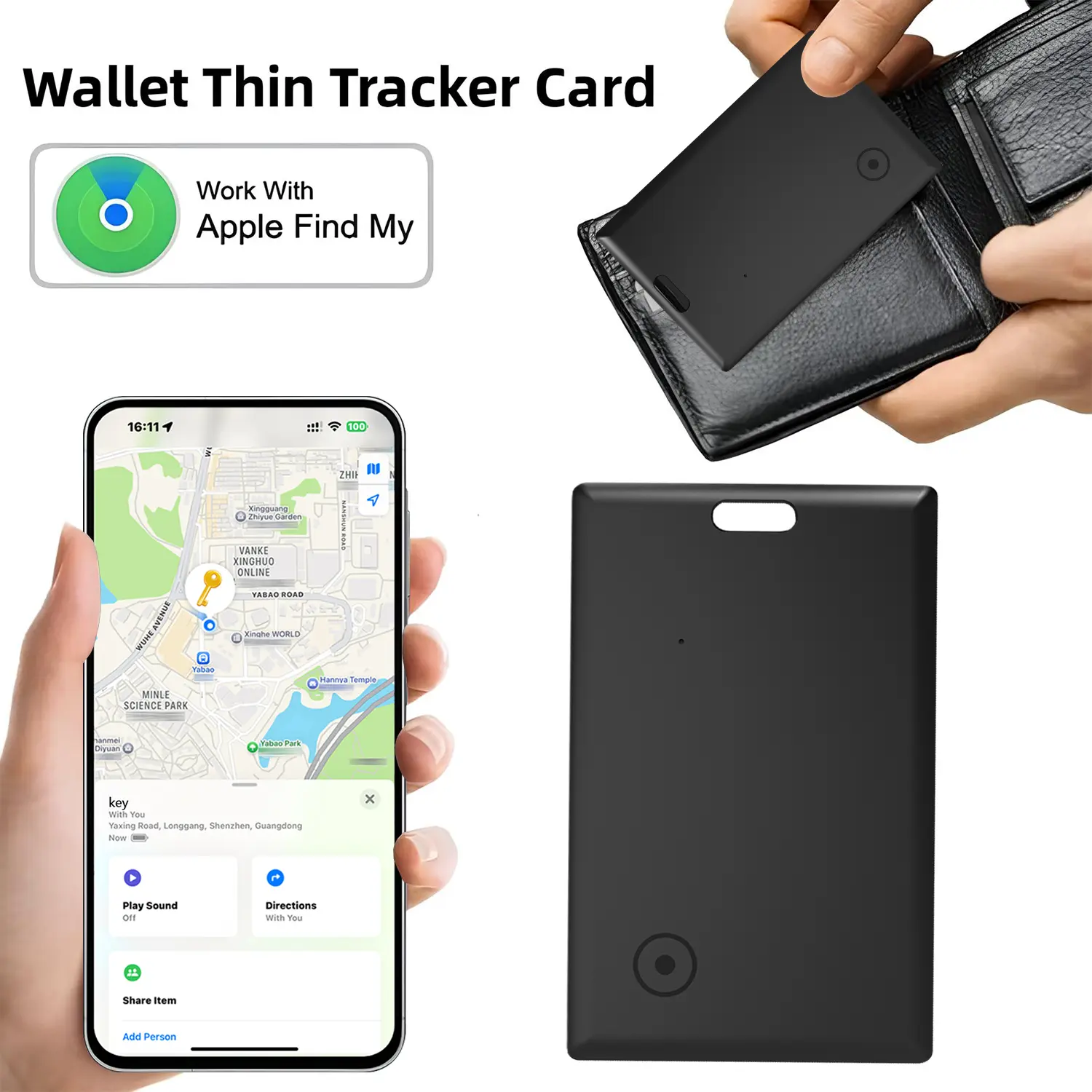 2pcs [MFi Certified] Wallet Tracker Card with Apple Find My (iOS Only),Slim Tracking Card,Air Tracker Tags Bluetooth Wallet Finder IP68 Waterproof GPS Tracker Item Finder for Keys, Bags, Passport#backtoschool#SummerWins