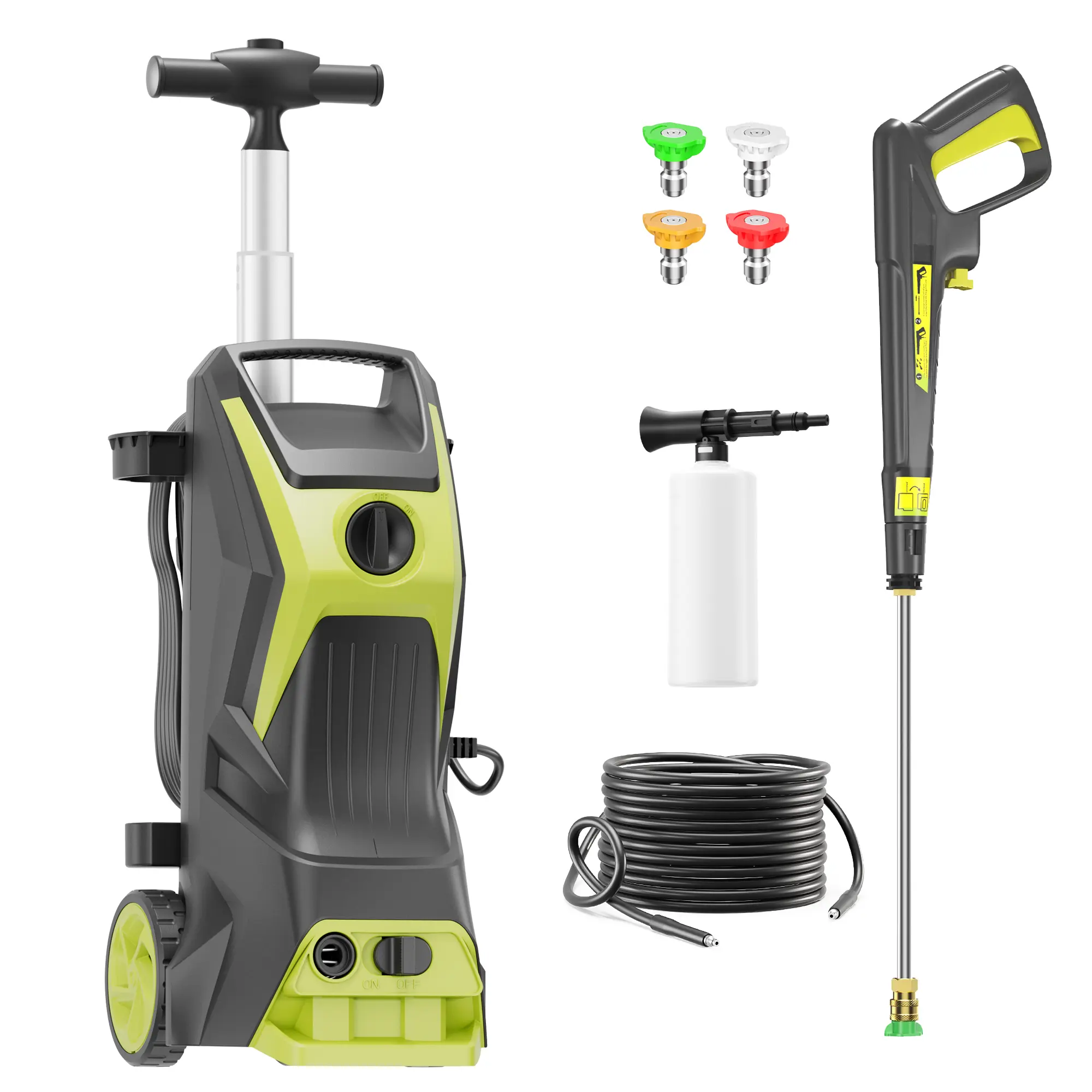 Electric Pressure Washer 5350PSI MAX 3.7GPM, Dirt, Grime Removal, Flexible Cleaning Performance, with 4 Quick Connect Nozzles, 500ML Foam Cannon, Stainless Steel Lance, Total Stop System for Car Wash, Driveway, Fence, Yard, Outdoor Cleaning
