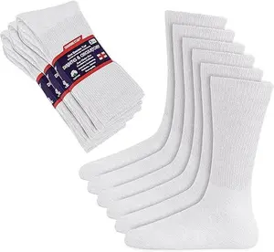 DIAMOND STAR 12 Pairs Diabetic Socks, Non-Binding Circulatory Cushion Cotton Crew Diabetic Socks for Men Women Menswear 10-13 White Womenswear Bridal