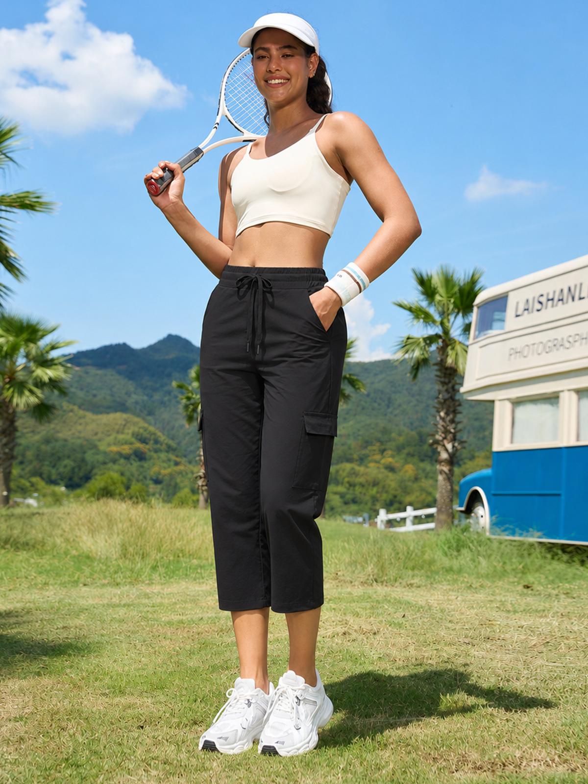 JOJOANS Women's Quick Dry Cargo Capri Pants with 7 Pockets, Lightweight Breathable Mid Rise Drawstring Hiking Travel Pants, Stretch Outdoor Casual Capris for Vacation, Camping, Walking, Beach, Everyday Summer Outfit JOJOANS Women's Quick Dry Cargo Capri Pants with 7 Pockets, Lightweight Breathable Mid Rise Drawstring Hiking Travel Pants, Stretch Outdoor Casual Capris for Vacation, Camping, Walking, Beach, Everyday Summer Outfit