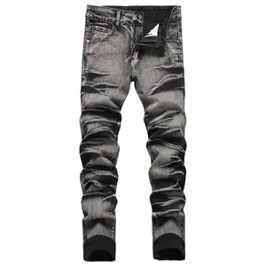 JUNBAOSS Men's Slim Fit Stretch Jeans Ripped Skinny Jeans for Men, Distressed Straight Leg Casual Fashion Comfort Flex Waist Denim Pants, Men's Wear Classic Street Style Cotton Fabric Jean Natural Hipster Personalized Stylish Jeans with Pockets SpringStat