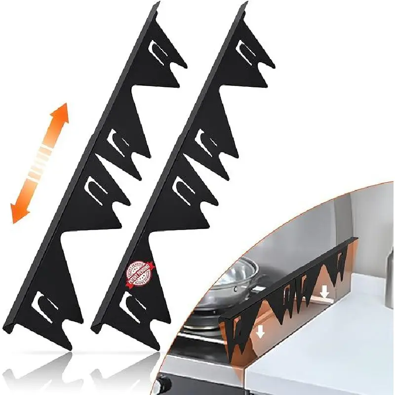 2PCS Stainless Steel Adjustable Telescopic Stove Guards, Brushed Metal Heat-Resistant Rust-Resistant Range Trim Kit (13.8"-27.5" Retractable, 0.79" Width), Easy-to-Clean Grease Crumb Protection, Spills Stay Outside Anti-Splash Kitchen Fixture Accessories