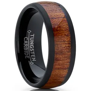 Men's Genuine Rose Wood Tungsten Ring Band Wedding Engagement Inlay 8MM