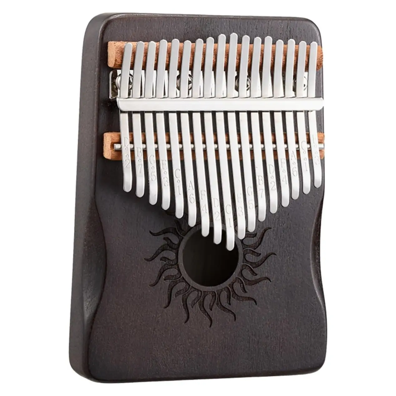 Kalimba Thumb Piano - Sun Series, 17 Keys, White Maple Wood, Hollow Box Design, Ideal for Beginner & Adults, Compact & Portable, Stress Relief, Includes Protective Bag & Sheet Music