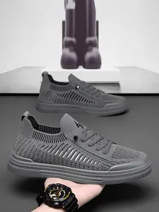 Men's Breathable Mesh Sneakers, Ultra-Light Slip-On Skate Shoes, Casual Anti-Slip Footwear, Comfortable One-Step on Design
