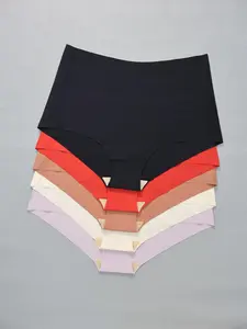 Plus Size Solid Color Nylon High Waist Knicker, Plus Size Seamless High Rise Panty, Women's Plus Underwear for All Seasons