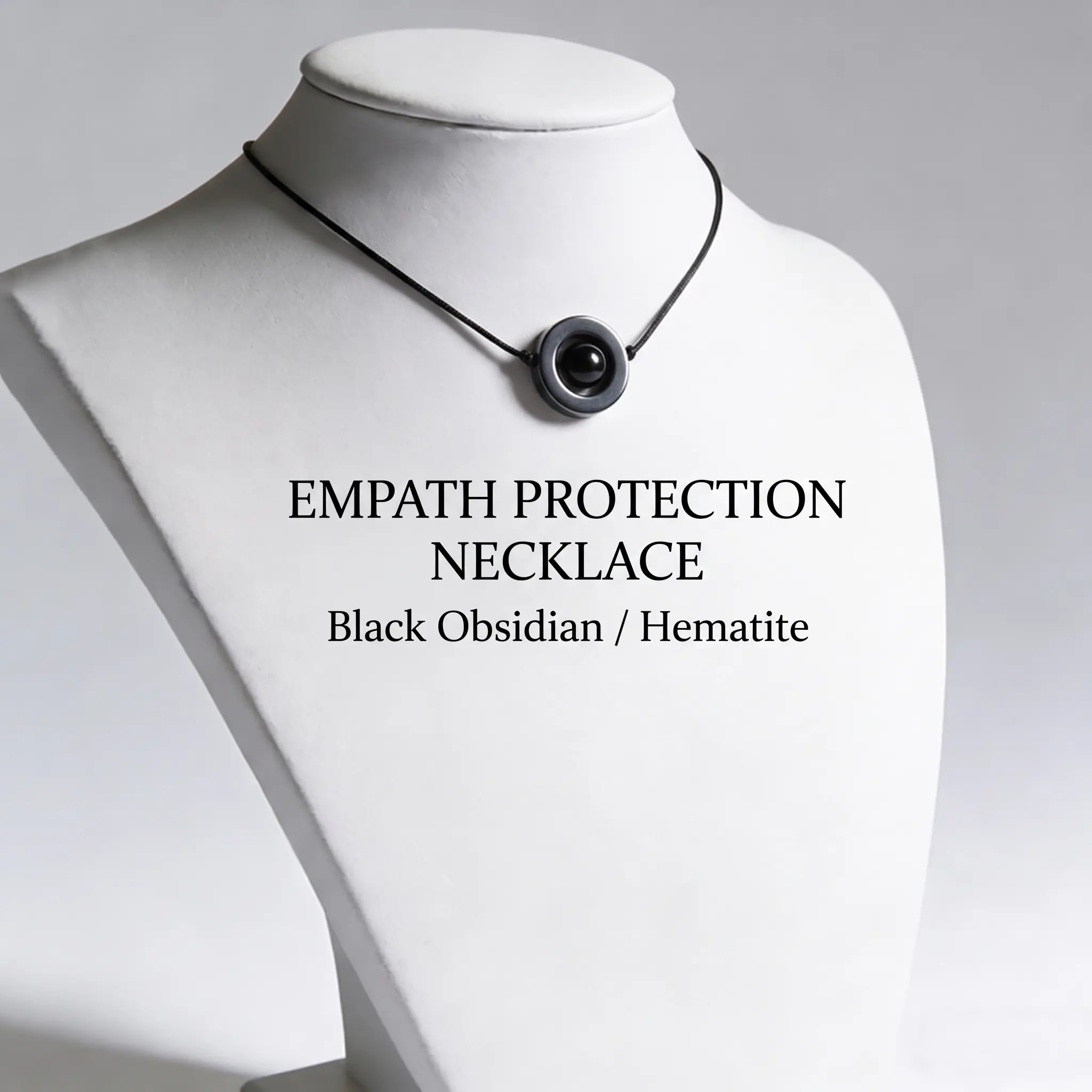 Natural Stone Black Obsidian & Hematite Protection Necklace, Pendant Design Adjustable Cord Choker, Fashionable and Versatile Design Suitable for Wearing at Any Time, Gift for Friends, Boho Yoga Jewelry backtoschool