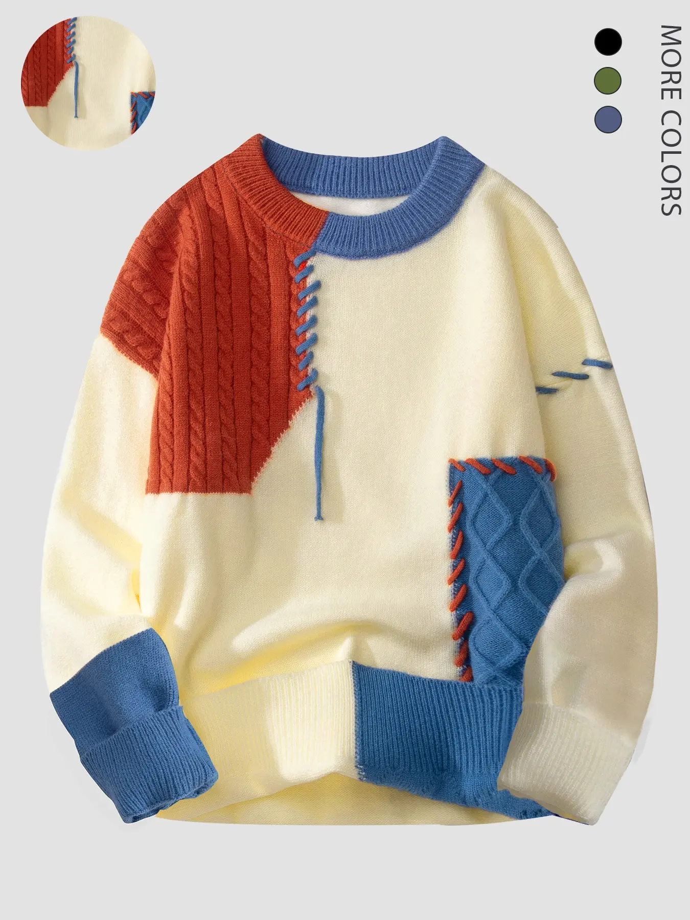 Men's Fall Winter Casual Fitted Sweater, Long Sleeve, Colorblock Knitwear, Animal Pattern, Warm Daily Wear, Fashionable and Versatile Top, Knitted Pullover