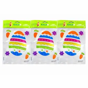 Easter Fluffy Gel Clings 3 Pack – Reusable Bunny & Egg Window Decorations, Holiday Fun