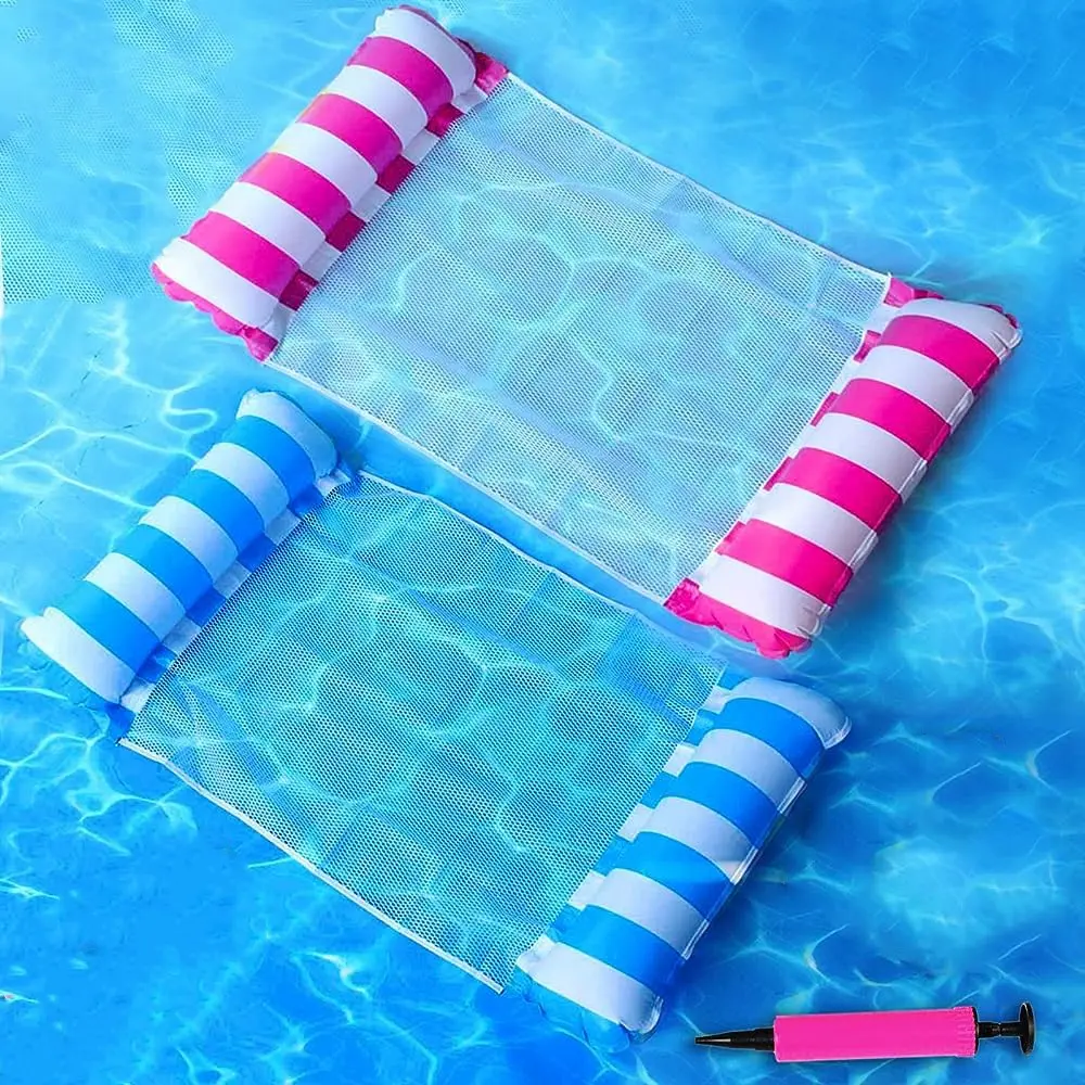 2-Pack Swimming Pool Float Hammock, Multi-Purpose Inflatable Hammock Pool Hammock (Saddle, Lounge Chair, Hammock, Drifter), Water Hammock Lounge, Pool Floats Lounger