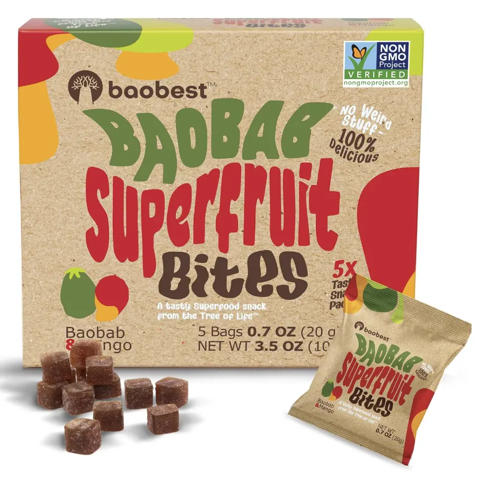 Baobab Foods Real Fruit Superfood Snack Bites - Mango Flavor, 3.5oz