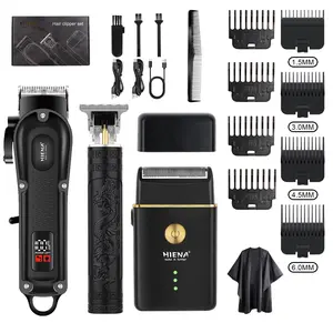 Men's Rechargeable Hair Clipper Set, Electric Shaver and Trimmer Kit, Barber Hair Clippers, Professional Grooming Tools, USB Charging, Multiple Combs Included