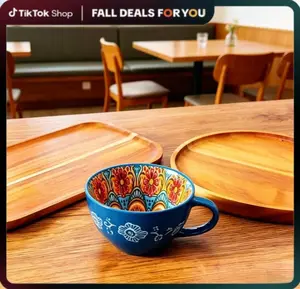 Bohemian floral patterned ceramic breakfast cup, microwave and dishwasher safe,   scratch resistant,  large capacity tea milk cereal cup, home kitchen breakfast cup