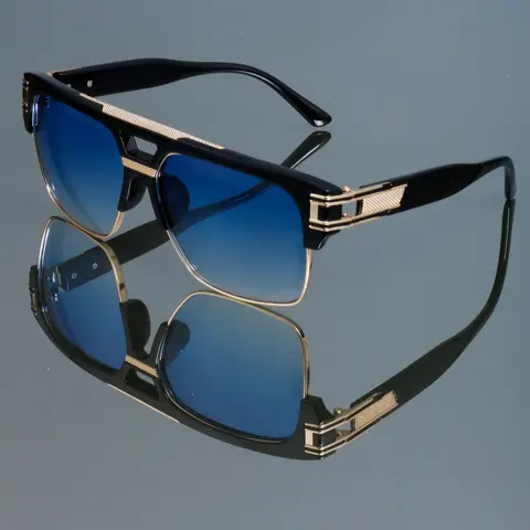 New Retro Large Frame Square Glasses, Dual Bridge Metal Unisex Sunglasses, Punk Style Decorative Lenses, All Seasons Streetwear Accessory, Punk Design Shades