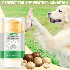 BOSNOW Pet Paw Pad and Nose Balm Cream 40g with Shea Butter Vitamin E Coconut Oil Plant Extraction All Season Protection Fast Acting Soothes Dryness Moisturizes Nursing Forms Breathable Barrier Cares for Paws and Nose