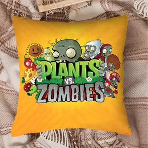 1pc Plants vs. Zombies Pillowcase - Official Game Characters (Plants & Zombies), Zipper Closure, Machine Washable Polyester Cushion Cover for Home, Office, Birthday or Halloween Party Decor - Gift for Fans & Gamers - Double-Sided Print with Iconic Game Ar
