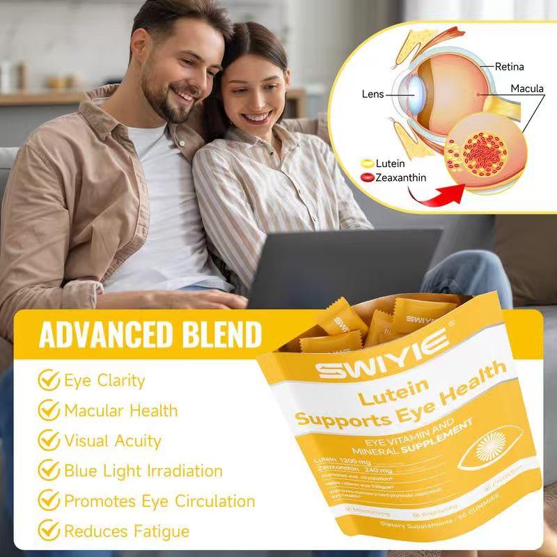 Swiyie Lutein & Zeaxanthin Gummies – Eye Health Supplement with Astaxanthin, Vitamin A C E – Blue Light Defense, Vision Support, Berry Flavor – 60 Gummies Healthcare Dietary Fitness Edible