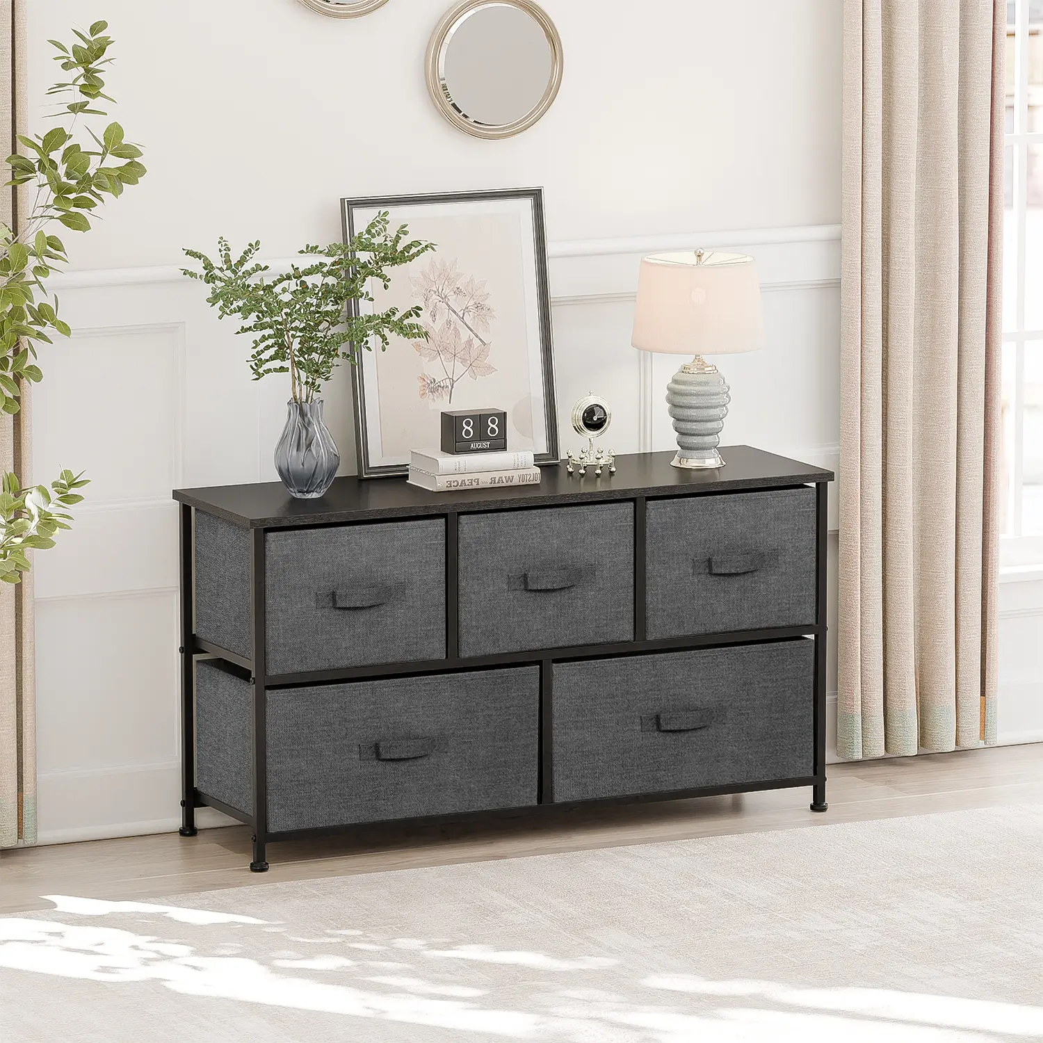 Segawe 5-Drawer Fabric Dresser Storage Tower - Modern Design Interior Furniture Cabinet, Bedroom Closet Organization Unit,summerwins