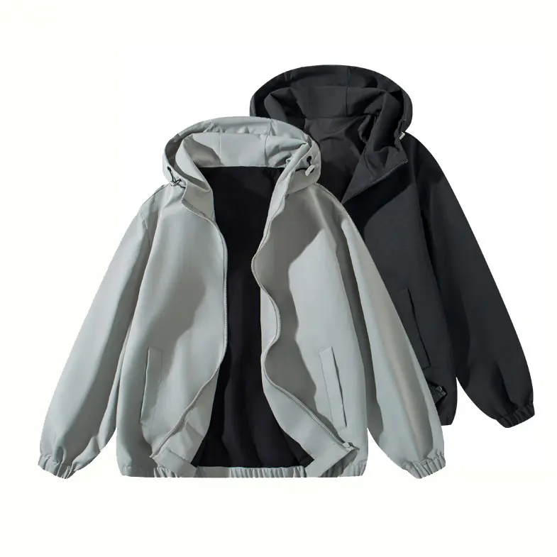 Unisex Fitted Party Crew Neck Waterproof jacket - Moisture-Absorbing, Breathable Long-Sleeved Zip-Up Polyester Jacket - Suitable for Daily Leisure, Outdoor Activities