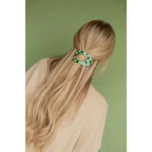 Checkered Circle Cutout Flat Claw Clip