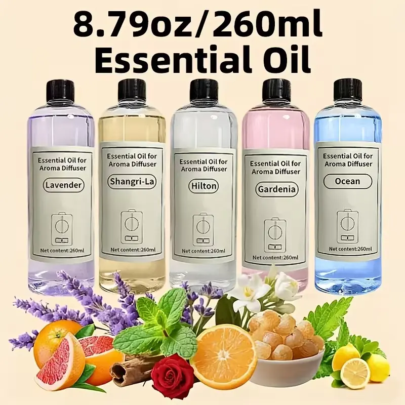 Essential oil refill, suitable for aromatherapy, with a charming floral fragrance, creating a warm and elegant home atmosphere, eliminates odors, long-lasting, elegant floral scent, easy to refill, designed for all types of diffusers, 5 flavors