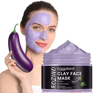 Rozino Eggplant Mud Mask 100g, Natural Extract Facial Cleansing, Deep Pore Cleaning, Hydrating Moisturizing, Suitable for Oily Skin