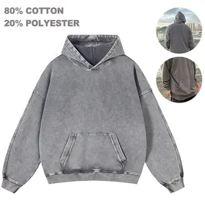 Solid Color 80% Cotton 20% Polyester Vintage Heavy Hoodie Unisex Oversized Drawstring Hooded Cotton Sweatshirt with Front Pocket for Daily Wear Comfort Hoodie for All Genders