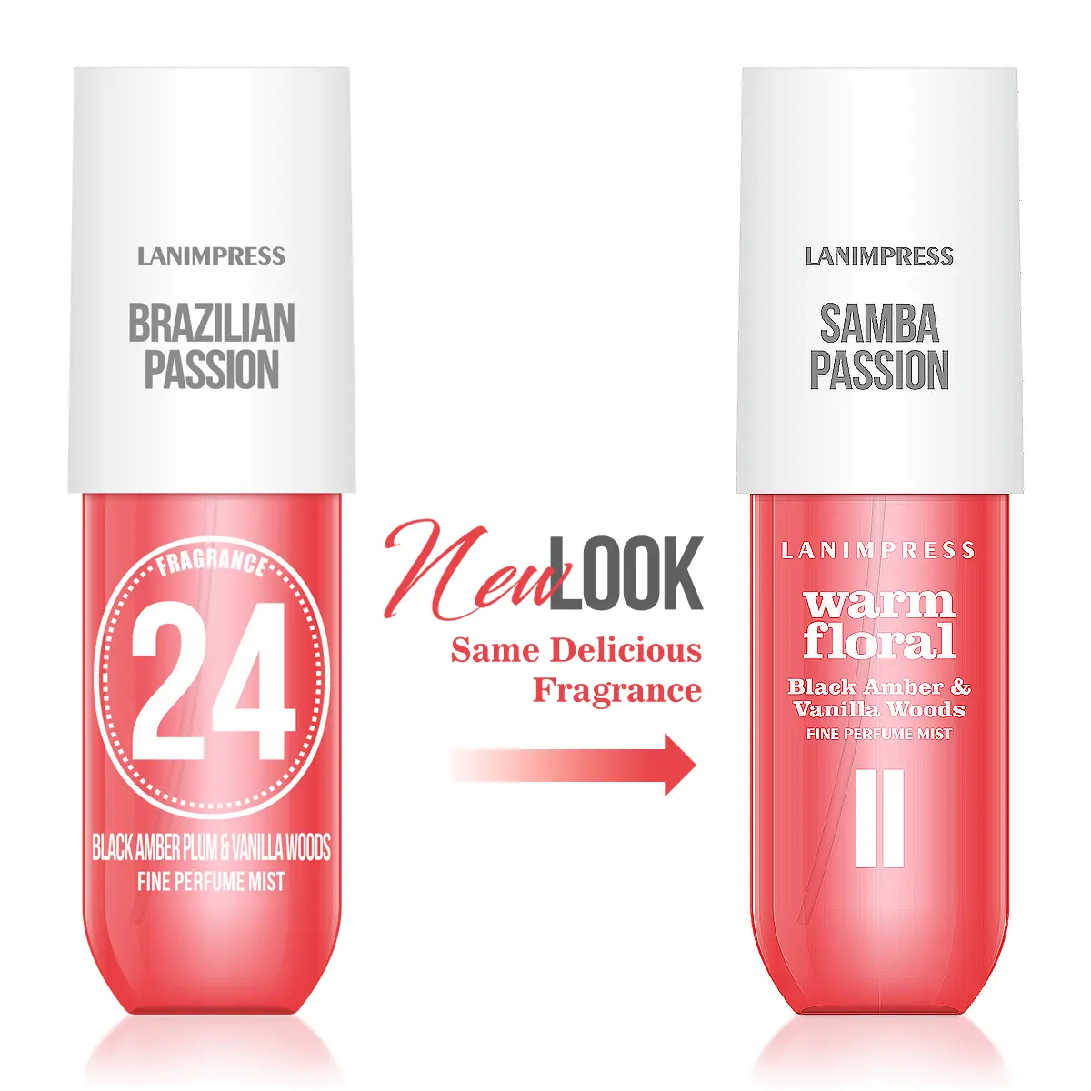 LANIMPRESS Women's Mini Fragrance Perfume Mist - 3.0 fl.oz (90ml) Mist Bottle Spray, New Look Samba Passion Body & Hair Fine Perfume, Warm Floral Vanilla Notes, Long-Lasting Scent, Travel Size Gift