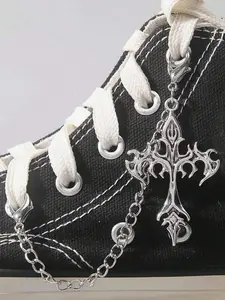 2pcs Cross Pendant Shoe Chain, Detachable Shoe Buckles, DIY Shoe Boot Decoration Accessories, Casual Style, All Seasons, Shoe Charms