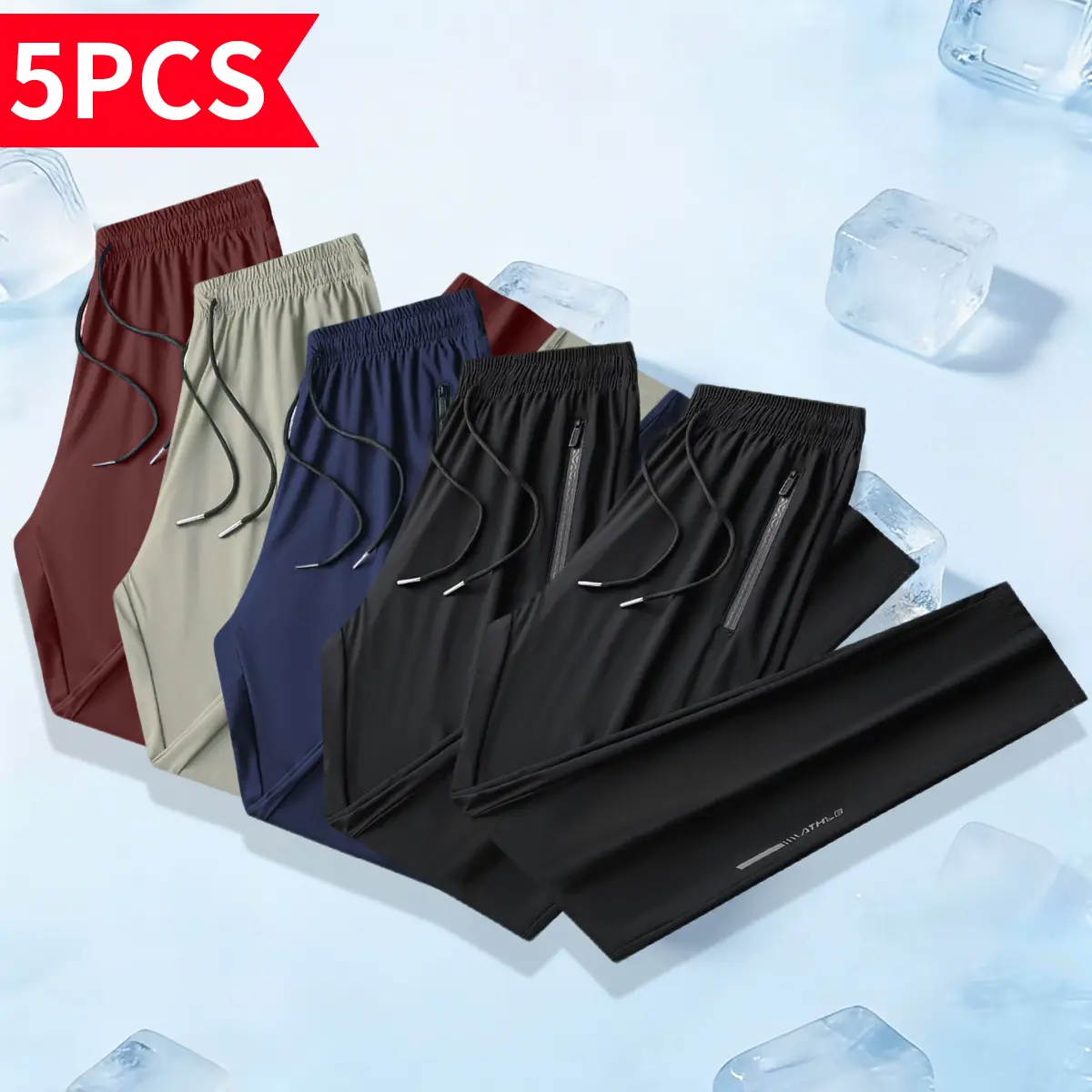 3/5 pack Men's Quick Dry Track Pants Athletic Running Pants Lightweight Breathable Stretch Sports Pants for Men, Elastic Waist Gym Workout Training Pants for Outdoor Activities, Summer Wear