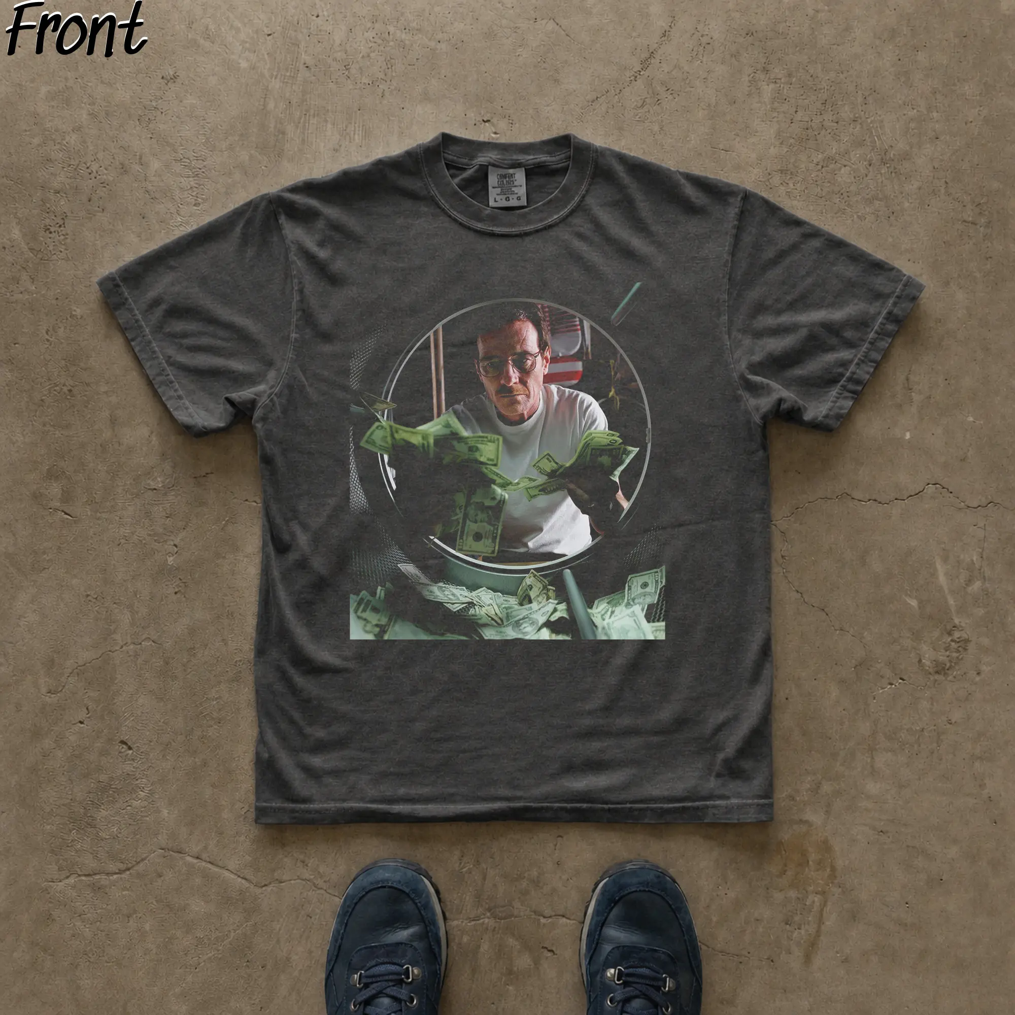 Gildan Men's Vintage Graphic Tee - Breaking Bad Walter White Money Scene, Fitted Short-Sleeve Casual Streetwear Shirts, Men's Graphic Tees, Vintage Graphic Tees