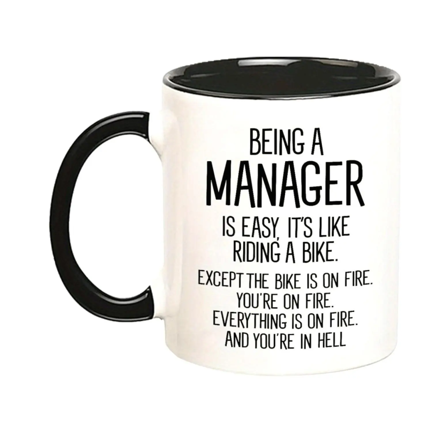 1pc Humor Ceramic Mug-11 Oz Black And White Coffee Cup Printed with The Text "It'S Easy to Be a Manager", Comes with a Gift Box, Suitable for a Funny Gift for Boss, Dad, Mom, Colleague Or Manager
