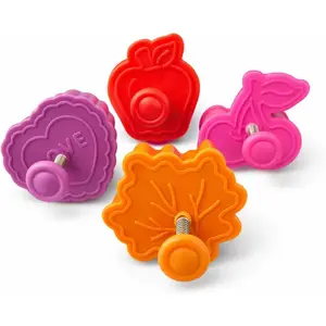 Pie Crust Cookie Cutters, Set of 4, Spring-Action Embossing Cutters For Pie Crusts, Cookies, And Pastry Dough